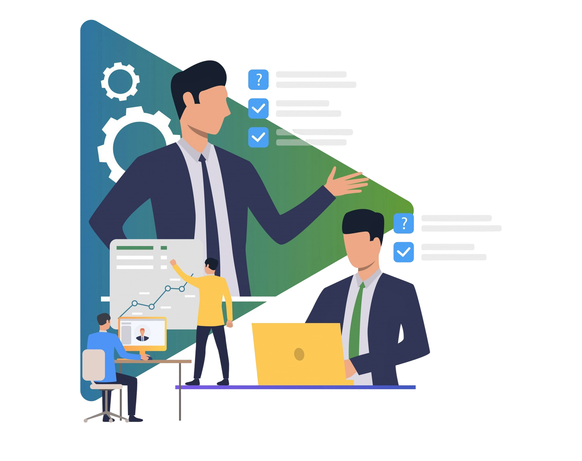 Team working on blueprints